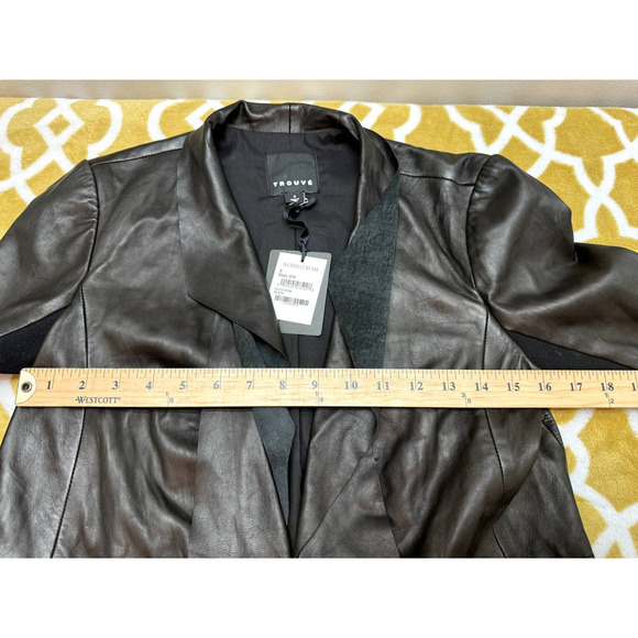 Nordstrom Trouve NWT Lanbskin Leather Bomber-Style Jacket Stretch Insert Small - Picture 16 of 16